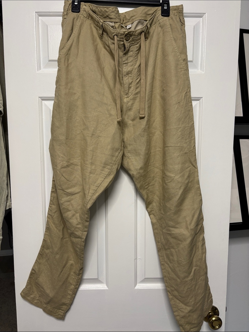 GAP Love of Linen Iconic Khaki Pants Beige Lightweight Summer
